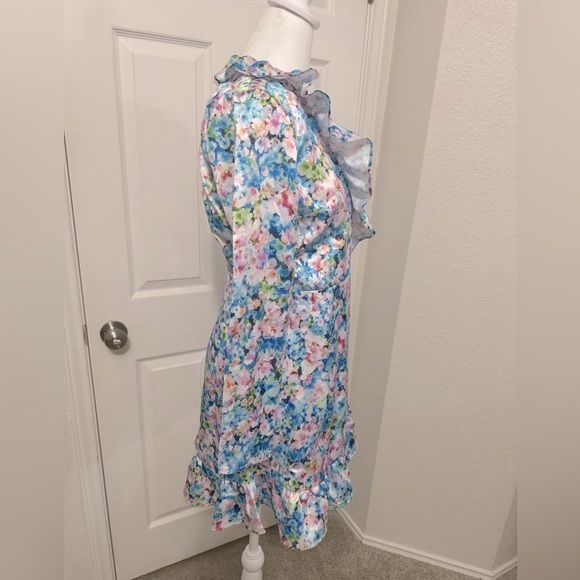 Bar III Petite Floral-Print Ruffled Tie-Waist Wrap Dress Size S - Picture 4 of 10